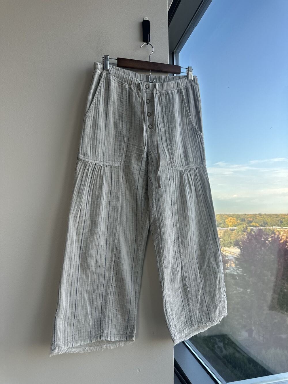 XCVI Harolyn Crop Pants Cullen Stripe Boho Wide Leg Cotton Blend Sz XS NWT